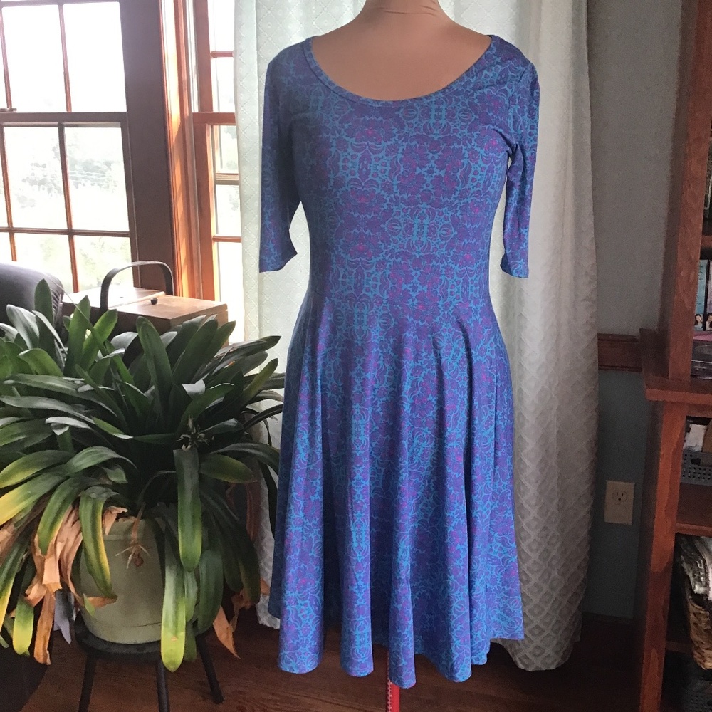 Lularoe Nicole, L, blue damask